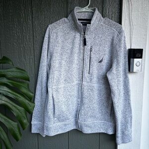 Nautica Full Zip Light Heather Gray Fleece Jacket Men’s Medium